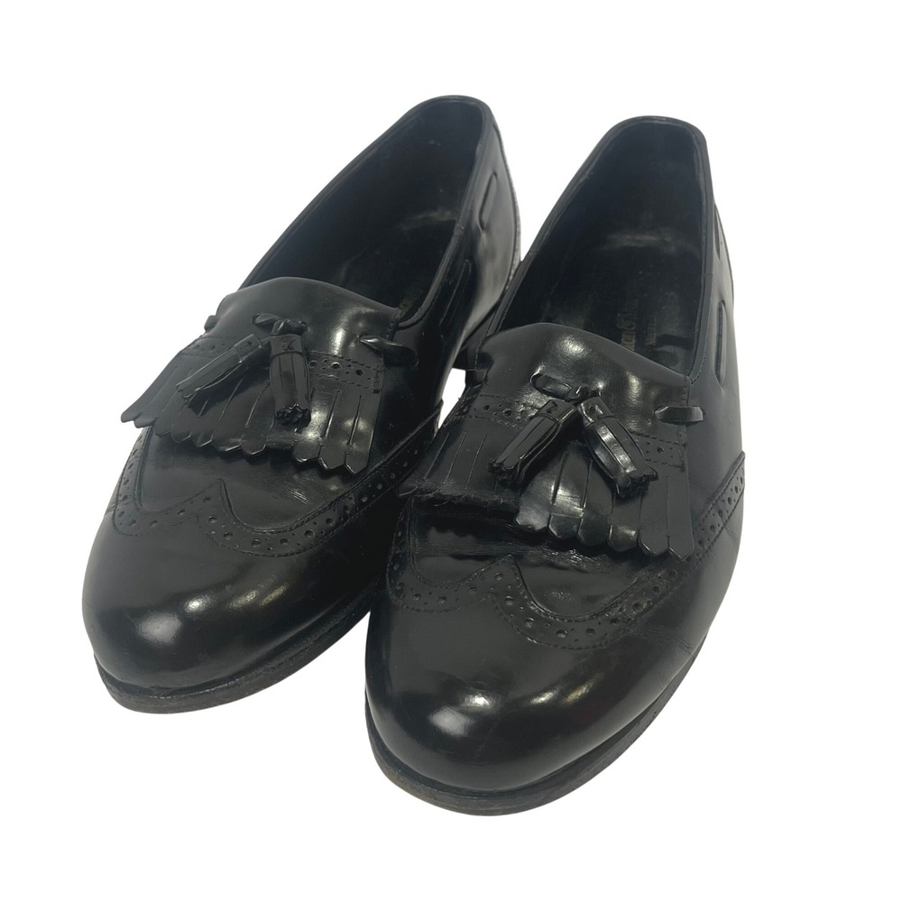 Johnston & Murphy Daniel Forbes Black Tassel Kiltie Leather Loafers 8 USA Read